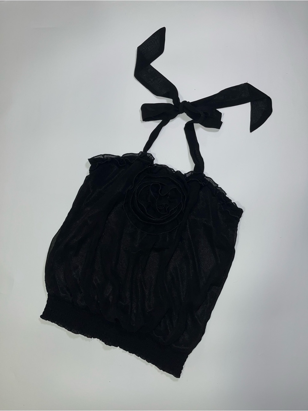 y2k black rosette decal halter top